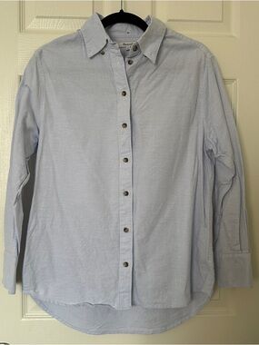 Madewell Light Blue Button Up Shirt Cotton Classic Collared Top Long Sleeve